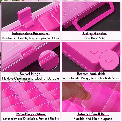2 Pcs 48 Grids Plastic Bead Organizer Box with Divider (2 Count)