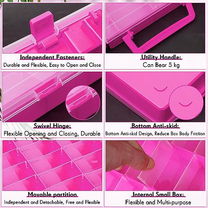 2 Pcs 48 Grids Plastic Bead Organizer Box with Divider (2 Count)