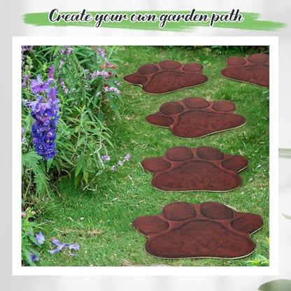 3 Pieces Dog Paw Garden Stepping Stones Garden Decor Cast Irons Dog Rocks Rustic Outdoor Stones Decorative Stone for Garden Walkway Outdoor Decoration (3 Count)