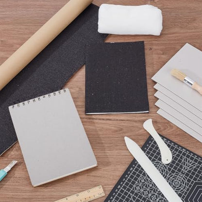 Book Binding Kits Include 20Pcs 6"x9" Chipboards Black 19.5"x58.3" Book Cloth 2 Bone Folder 1pc 78"x45" Cloth for DIY Bookbinding Crafts and Sewing Supplies (20 Count)