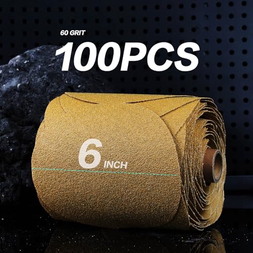 PSA Sanding Discs 6 Inch Adhesive Backed Sandpaper 100 Pack 100 Grit Self Adhesive Sanding Discs for DA Sander Self Stick for Wood (100 Count)