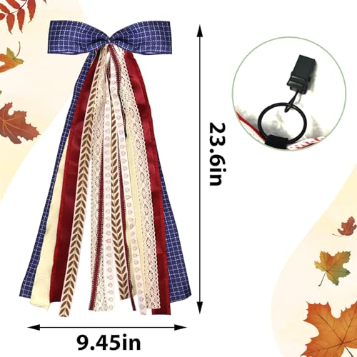 Large Blue Buffalo Plaid Ribbons Bow for Wreath