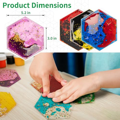 8 Pack Hexagon Liquid Tiles for Kids (8 Count)