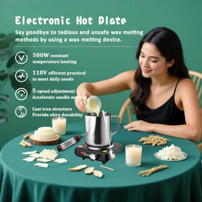 Soy Candle Making Kit for Adults & Hot Plate (96 Count)