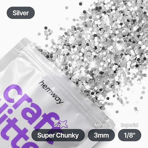 Craft Glitter Silver 100g Super Chunky Glitter (3.5 Ounce)