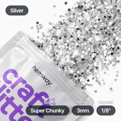 Craft Glitter Silver 100g Super Chunky Glitter (3.5 Ounce)