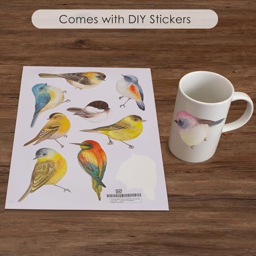 Reeded Glass Window Film Seamless Pattern Colored Birds 17.7" x 78.7"