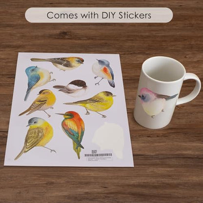 Reeded Glass Window Film Seamless Pattern Colored Birds 17.7" x 78.7"