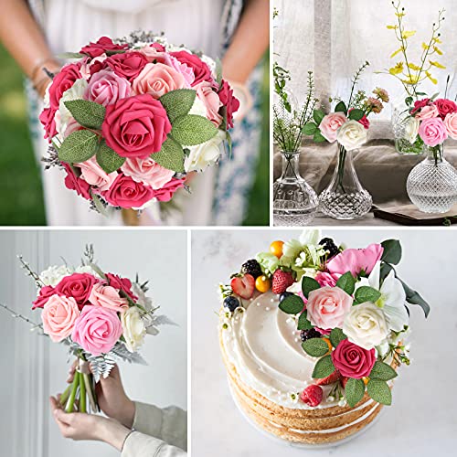 Seriesa Red Rose 100pcs Real Looking Artificial Flowers w