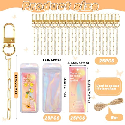 25Set Paperclip Keychain Making Kit with Gift Bags & Thank You Cards (25 Count)