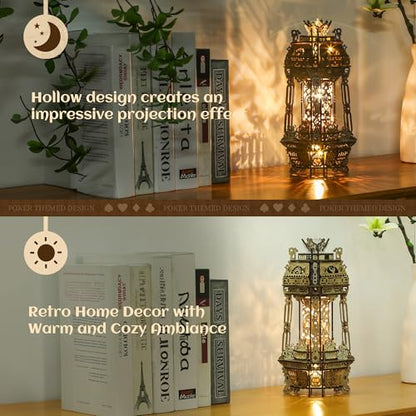 LED 3D Wood Puzzle Poker World Projector Lamp