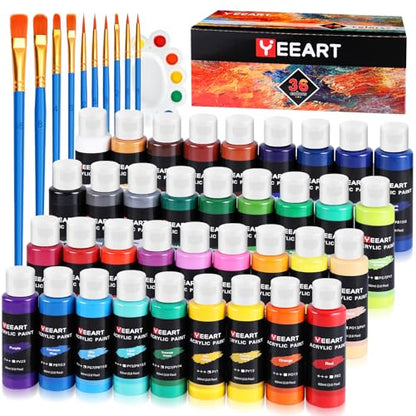 36 Colors Acrylic Paint Set (72 Fl Oz)