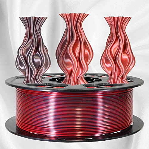 3D Printing Silk PLA Shiny Red Black 2 Colors in 1 Coextrusion 3D Filament (35.27 Ounce)