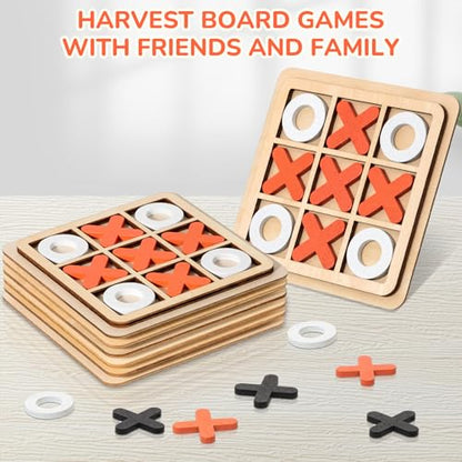 12 Pcs Mini Wooden Tic Tac Toe Board Game (12 Count)