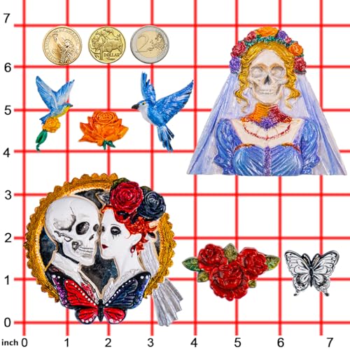 Skeleton Bride and Groom Clay Molds for Crafts (2 Count)