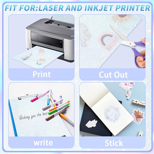 20 Sheets Printable Holographic Sticker Paper