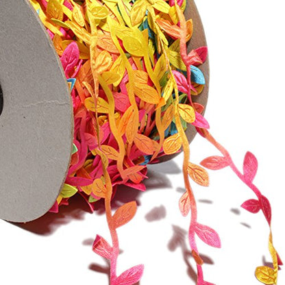 Colorful Rainbow Leaves Leaf Ribbon Trim Rope (60 Foot)