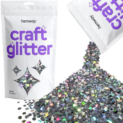 Craft Glitter Gun Metal Grey Holographic 100g Super Chunky Glitter (3.5 Ounce)