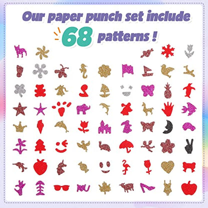 68 Pieces Scrapbook Paper Punch Hole Punches Shape Mini Gift Card Punch Small Scrapbooking Shape Cutters for Nail Stamp Supplies DIY Craft Fun Projects (68 Count)