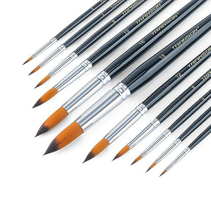 11pcs Round Paint Brush Basic Set for Watercolor (11 Count)