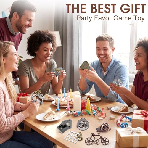9 Pcs Metal Brain Teasers 3D Steel Puzzle Set (9 Count)