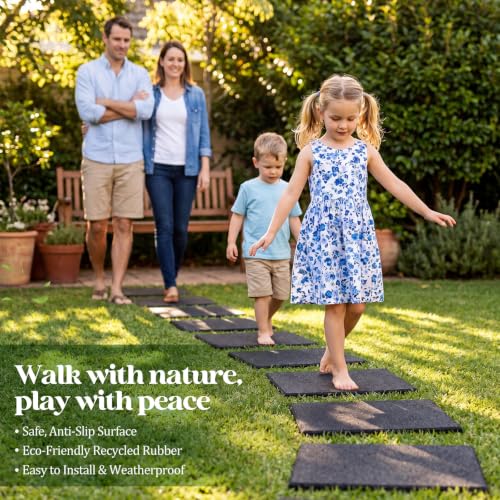 4 Pcs 12 x 12 Inch Rubber Stepping Stones Outdoor Garden Walkway Non (4 Count)