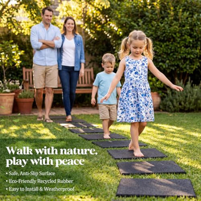 4 Pcs 12 x 12 Inch Rubber Stepping Stones Outdoor Garden Walkway Non (4 Count)