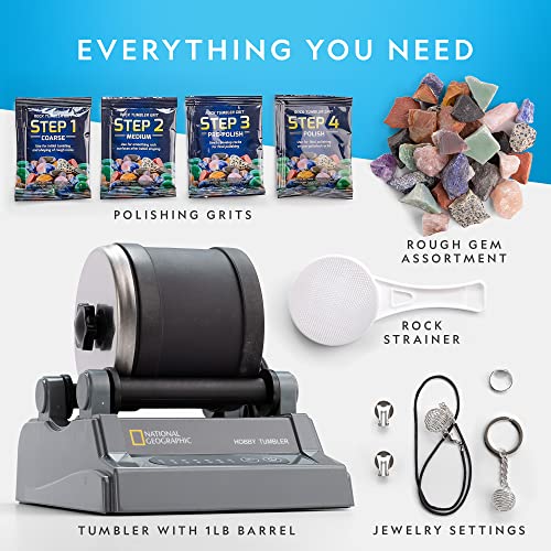 National Geographic Hobby Rock Tumbler Kit for Kids and Adults Ages 8+
