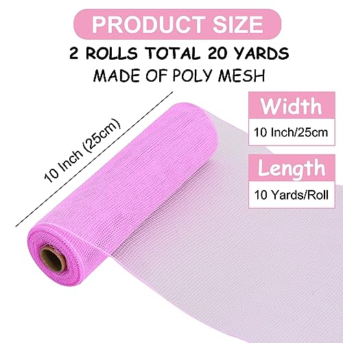 2 Rolls 10 Inch Pink Decorative Mesh Ribbbon Rolls (60 Foot)