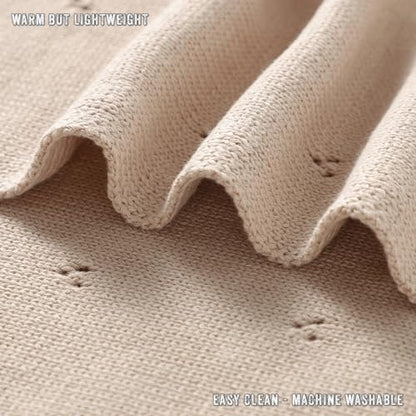 100% Luxury Organic Cotton Pointelle Knit Baby Quilt Blanket