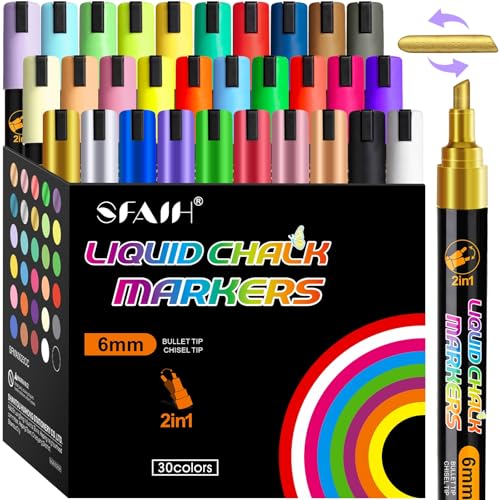 Liquid Chalk Markers for Blackboard Glass (30 Count)