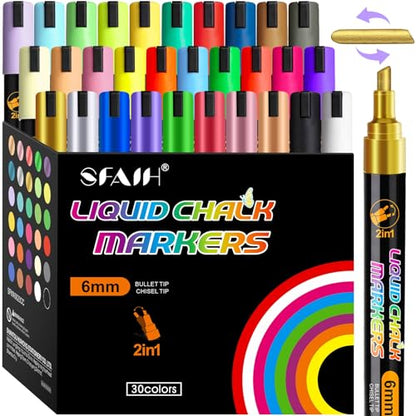 Liquid Chalk Markers for Blackboard Glass (30 Count)