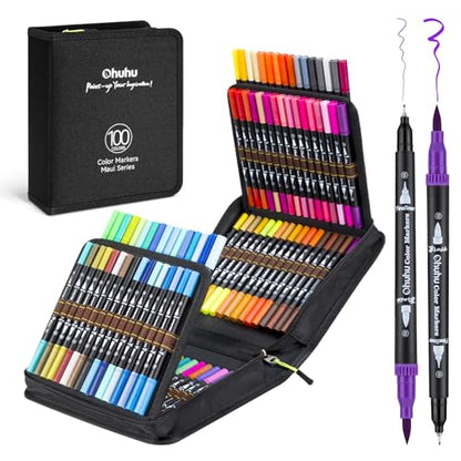 Adult Coloring Book Markers 100 Color Dual Tip Water (100 Count)