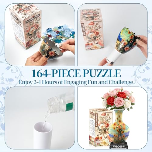 3D Puzzle Vase for Adults with 164 Plastic Pieces (164 Count)