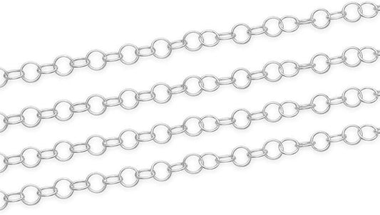 Adabele 5 Feet Authentic 925 Sterling Silver Unfinished 3.5mm (0.14 Inch) Round Link Cable Chain Bulk Hypoallergenic Nickel Free for DIY Craft Jewelry Making SSK-H1