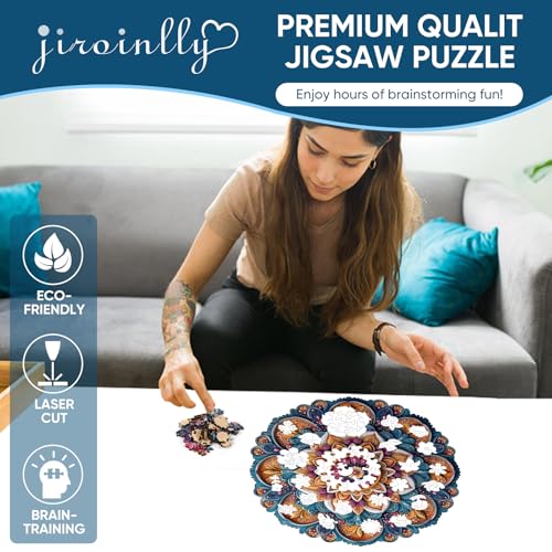 Wooden Puzzles for Adult Colorful Mandala 200 Pieces 11.4x11.4 in (200 Count)