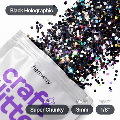 Craft Glitter Black Holographic 100g Super Chunky Glitter (3.5 Ounce)