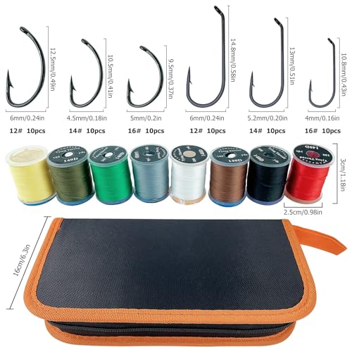 Fly Tying Kit Material Tools Kit Bobbin Fly Hooks Scissors Fly Beads Threader Needle Whip Finisher Fly Fishing Flies Starter Making Kit 149Pcs with Carry Bag (149 Count)