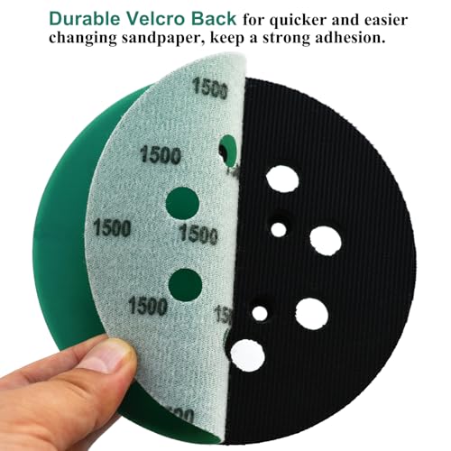 5-Inch 8-Hole Wet Dry Sanding Discs 1500 Grit Sandpaper, 50-Pack (50 Count)