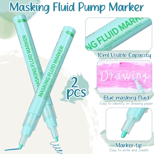 2 Pcs Masking Fluid Pen for Watercolor Painting (2 Count)