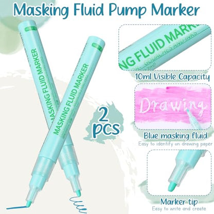 2 Pcs Masking Fluid Pen for Watercolor Painting (2 Count)