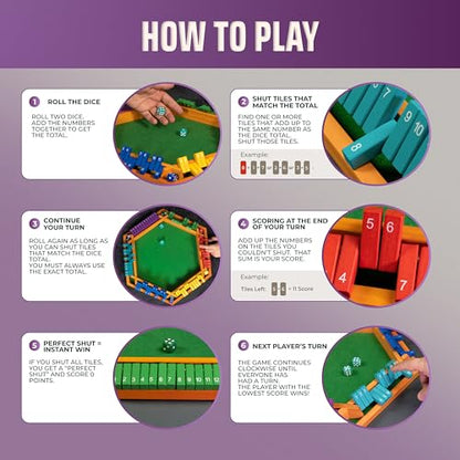 Color Shut The Box Game Wooden Board for 1