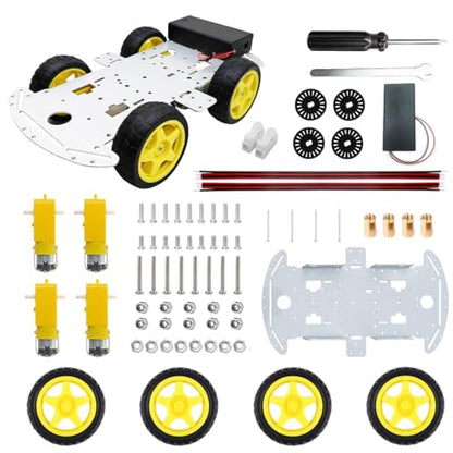 DIY Robot Smart Car Metal Chassis Kit 4WD Car Arduino Programming Kit with TT Motor Speed Encoder Learn Arduino