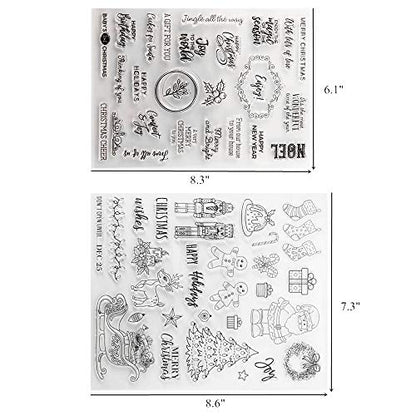 Christmas Theme Clear Silicone Stamps Christmas Crafts Stamps for Card (53 Count)