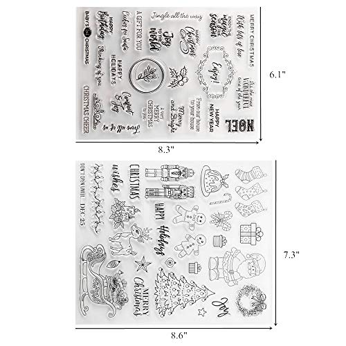 Christmas Theme Clear Silicone Stamps Christmas Crafts Stamps for Card (53 Count)