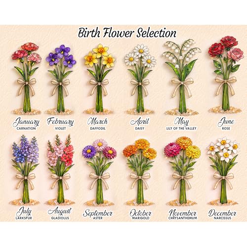 Personalized Birthday Gift for Women Birth Flower Plaque