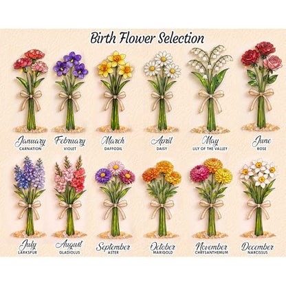 Personalized Birthday Gift for Women Birth Flower Plaque