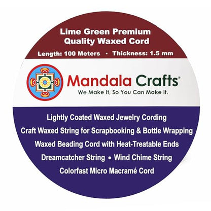1.5mm Lime Green Waxed Cord