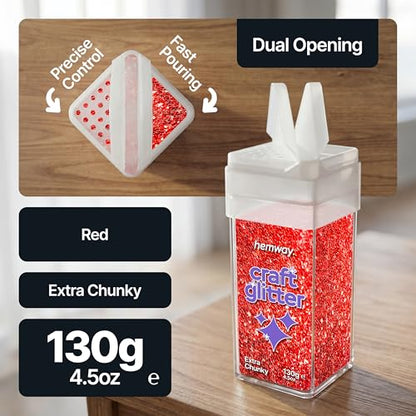 Craft Glitter Shaker Red 110g Extra Chunky (3.8 Ounce)
