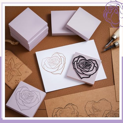24 Pcs 2" x 2" Rubber Carving Block Printmaking Stamp (24 Count)